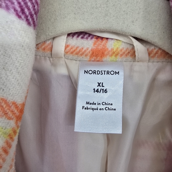 nordstrom plaid big kids plaid orange purple pea coat blazer size 14-16 W Xsmall - Picture 3 of 6